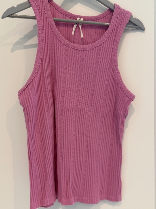 Anthropologie Tops - Anthropologie Pink Textured Rib Tank Top Large